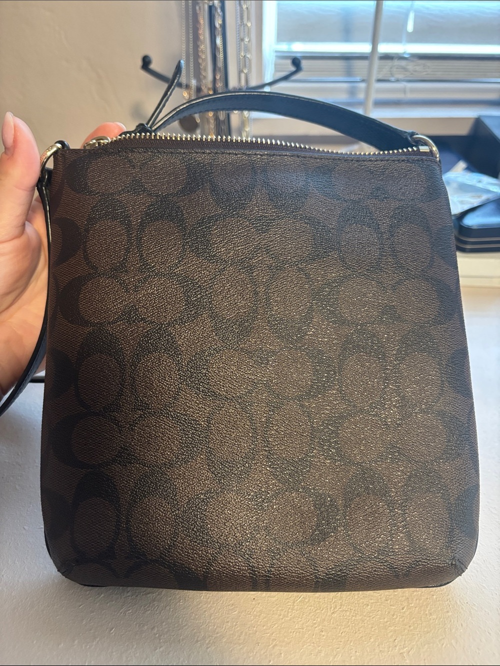 Coach Brown and Black Signature Crossbody with Gold Hardware - Picture 3 of 4